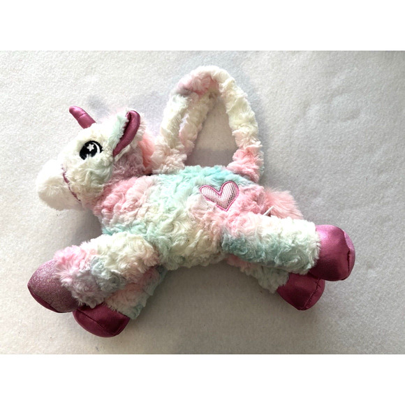 Plush Unicorn Purse with Double Handles Pastel Pink Green Blue Kidcore - Picture 1 of 6